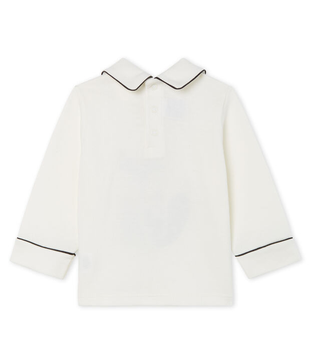 Tee shirt manches longues b&eacute;b&eacute; gar&ccedil;on &agrave; col blanc