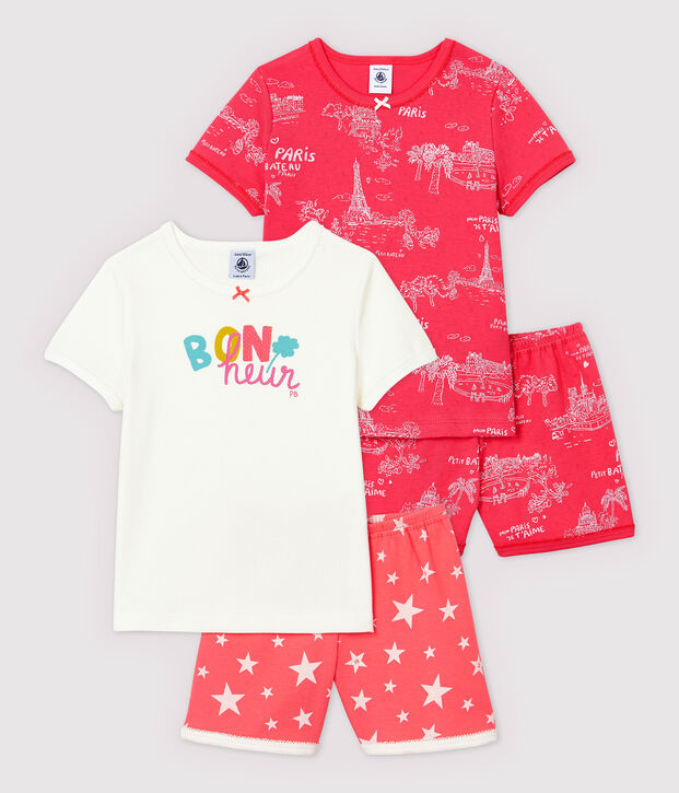 Lot de 2 pyjacourts petite fille en coton multicouleur