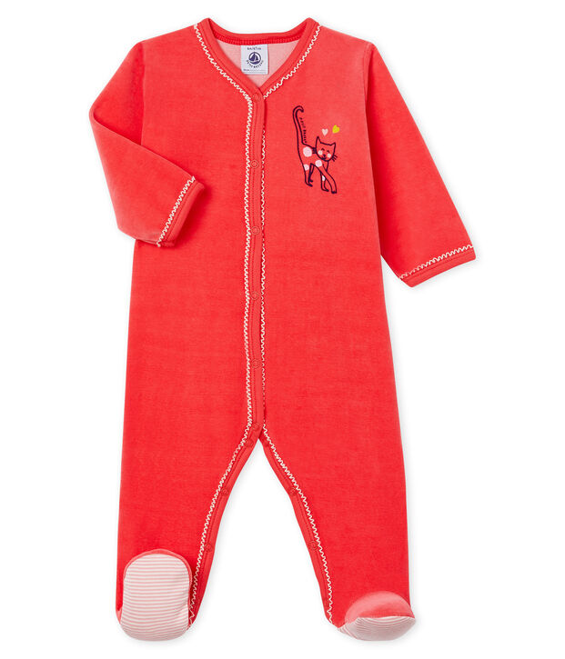 Dors bien b&eacute;b&eacute; fille en velours rouge