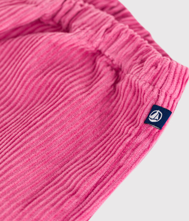 Pantalon b&eacute;b&eacute; en velours uni rose