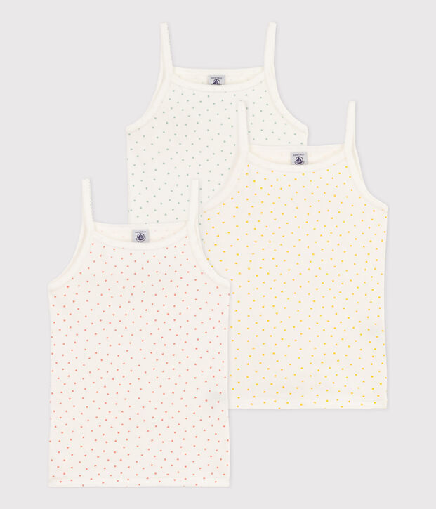 Lot de 3 chemises &agrave; bretelles petits coeurs en coton petite fille multicouleur