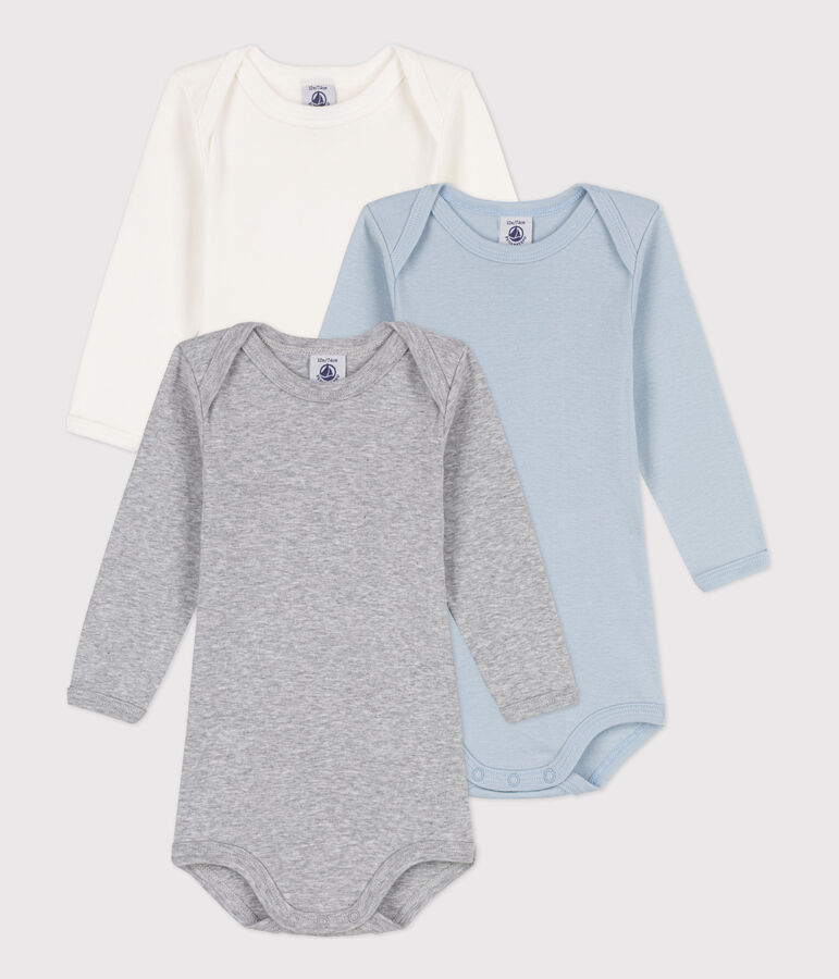 Lot de 3 bodies manches longues b&eacute;b&eacute; en coton multicouleur
