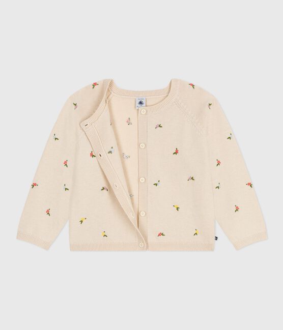 Cardigan enfant en laine et coton à motifs brodés blanc AVALANCHE/ MULTICO