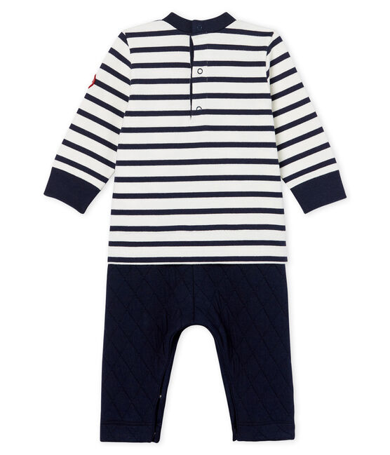 Combinaison longue bébé garçon faux deux-pièces blanc MARSHMALLOW/bleu SMOKING