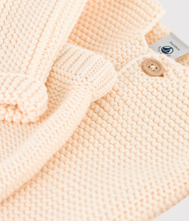 Ensemble 2 pi&egrave;ces b&eacute;b&eacute; en tricot en coton &eacute;cru