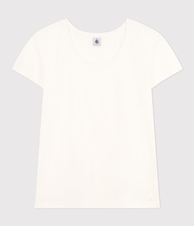 Tee-shirt Le Droit col rond en lin femme blanc ECUME
