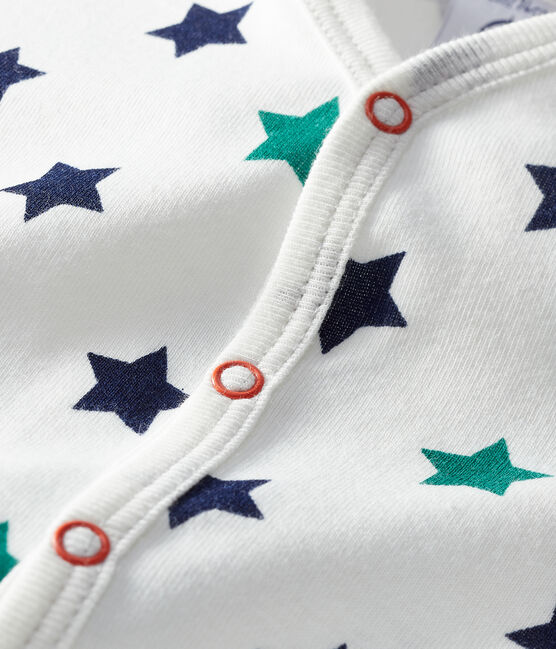 Combicourt bébé garçon en lin/coton blanc MARSHMALLOW/blanc MULTICO