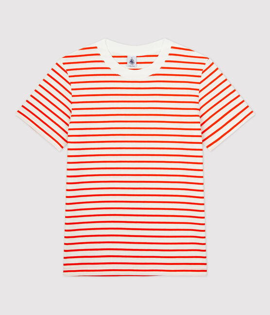 T-shirt marinière en coton Femme blanc MARSHMALLOW/ CAROTTE
