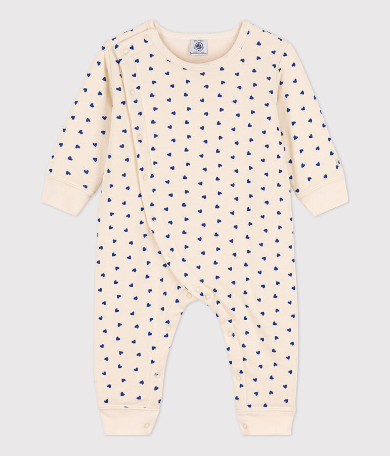 Dors-bien sans pieds c&oelig;ur b&eacute;b&eacute; en coton &eacute;cru/bleu