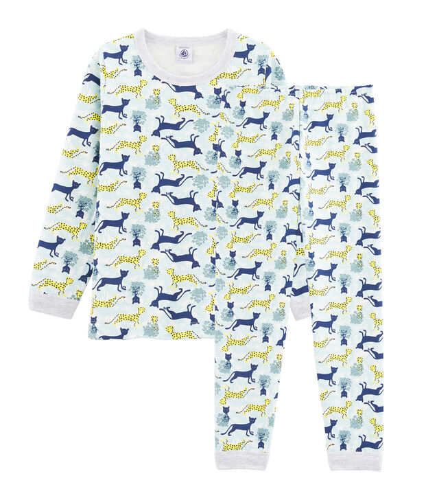Pyjama petit gar&ccedil;on en molleton blanc/multicouleur