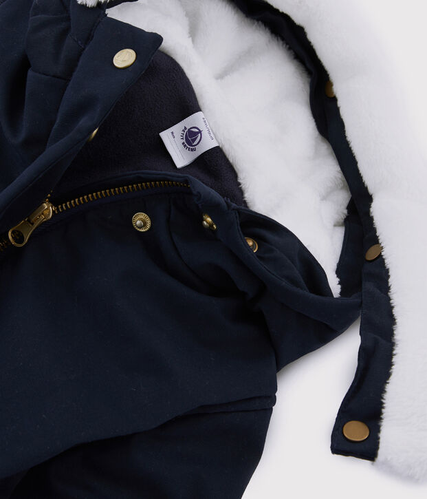 Parka en coton enduit enfant fille bleu marine