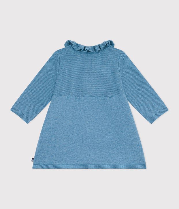 Robe b&eacute;b&eacute; en laine et coton unie bleu