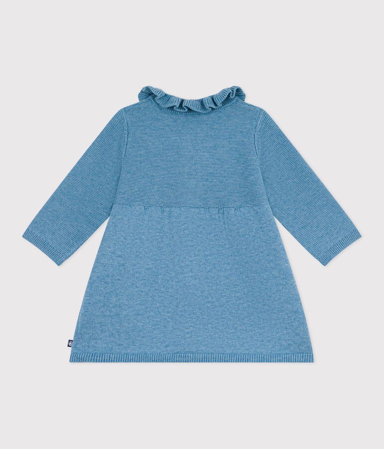 Robe b&eacute;b&eacute; en laine et coton unie bleu ADRIATIC