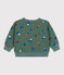 Sweatshirt bébé imprimé champignons en coton vert VALLEE/écru MULTICO