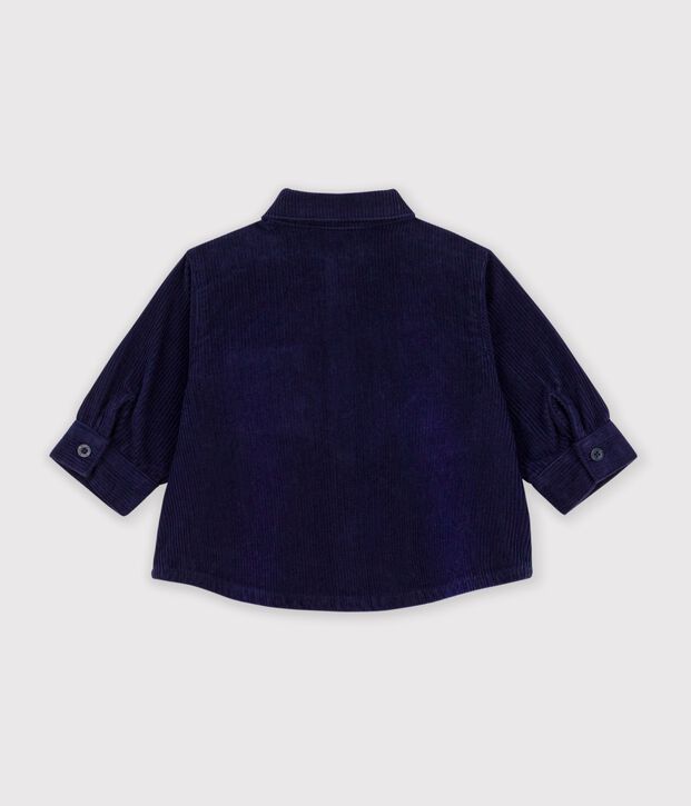 Chemise b&eacute;b&eacute; en velours uni bleu marine