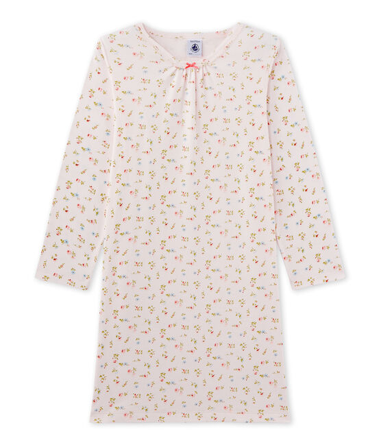 Chemise de nuit fille à imprimé petites fleurs rose VIENNE/blanc MULTICO