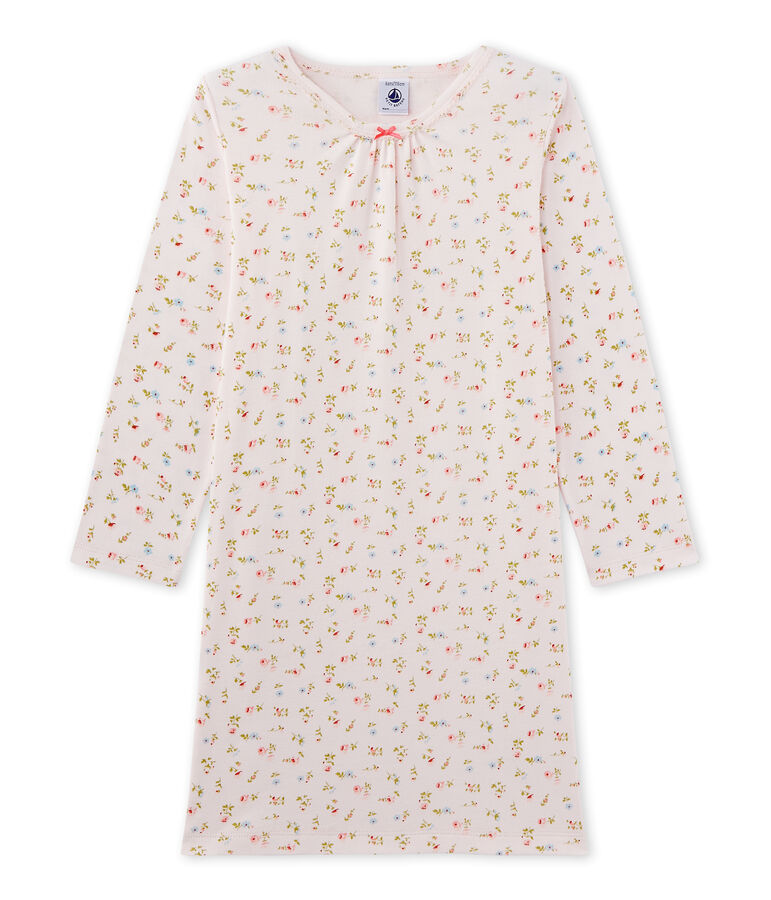 Chemise de nuit fille &agrave; imprim&eacute; petites fleurs rose/multicouleur