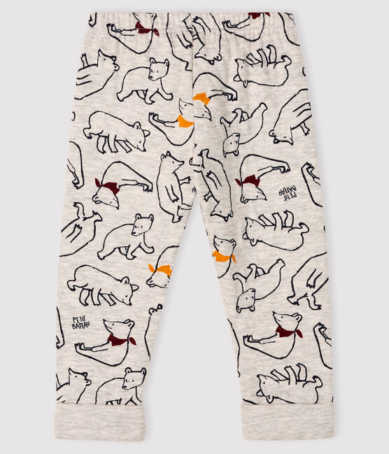 Pantalon bébé garçon en tubique gris BELUGA/blanc MULTICO