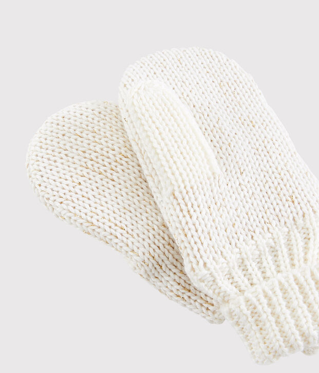 Moufles enfant fille blanc/jaune