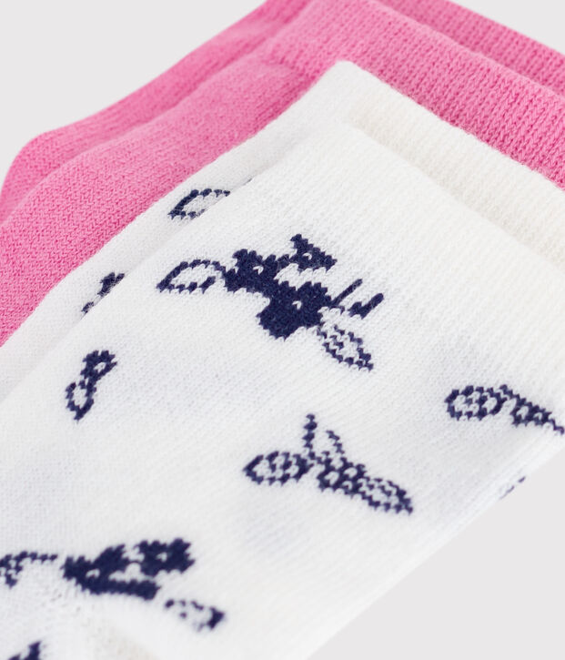 2 paires de chaussettes b&eacute;b&eacute; en coton imprim&eacute; fleurs multicouleur