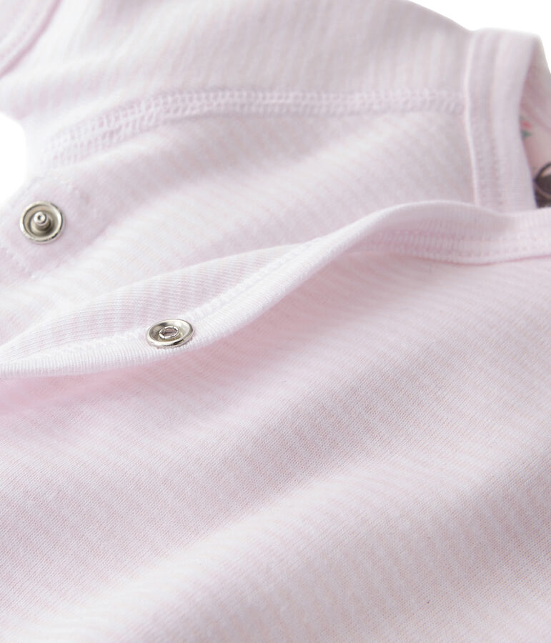 Body naissance b&eacute;b&eacute; mixte &agrave; milleraies rose VIENNE/blanc ECUME