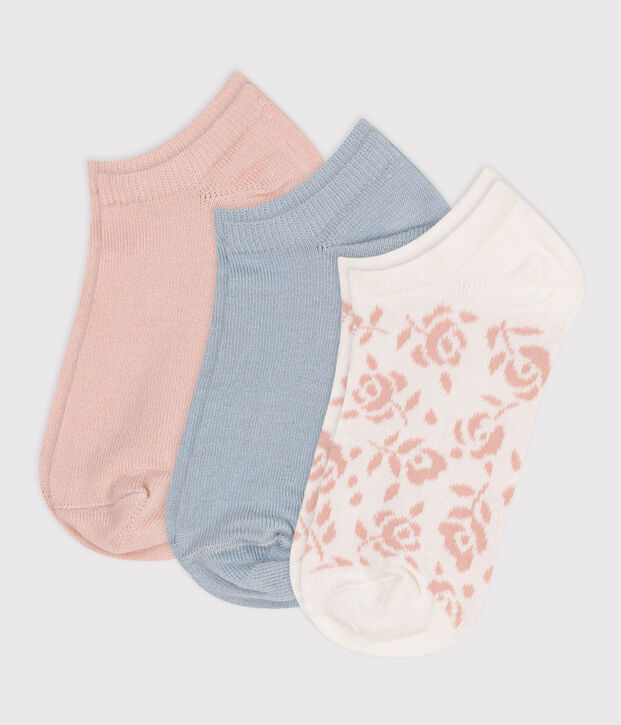 3 paires de chaussettes en coton fleurs enfant multicouleur