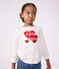 Tee-shirt enfant manches longues &agrave; motif c&oelig;ur blanc