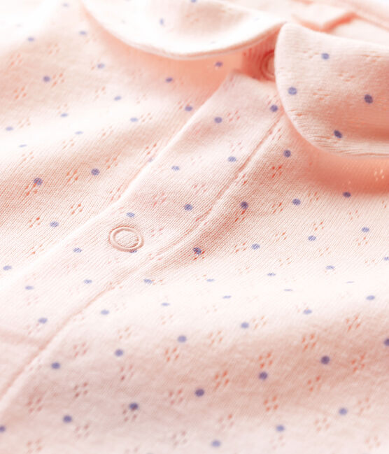 Body manches courtes à col rose bébé fille en coton biologique rose FLEUR/bleu EDNA