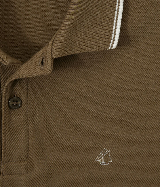 Polo homme en maille piquée marron SHITAKE