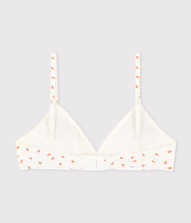 Soutien gorge padd&eacute; fleur en coton et &eacute;lasthanne fille blanc/multicouleur