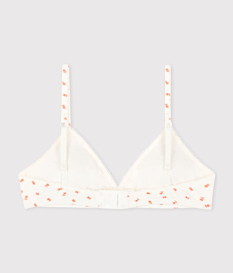Soutien gorge padd&eacute; fleur en coton et &eacute;lasthanne fille blanc/multicouleur