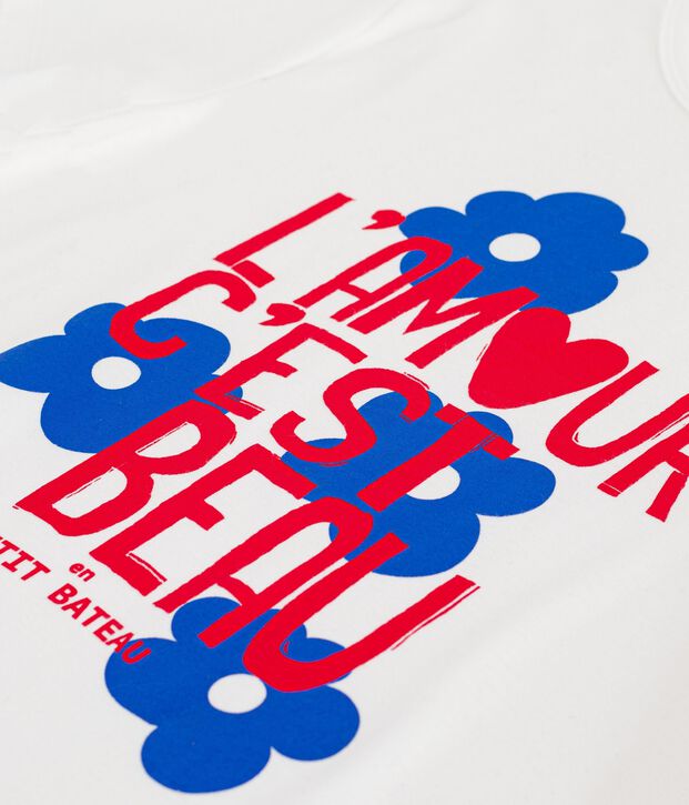 Tee-shirt femme en coton manches courtes blanc