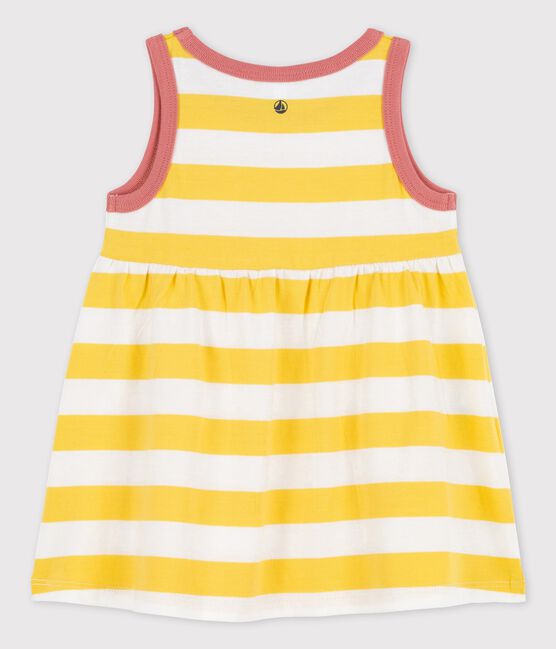 Robe sans manches rayée en jersey bébé jaune ORGE/blanc MARSHMALLOW