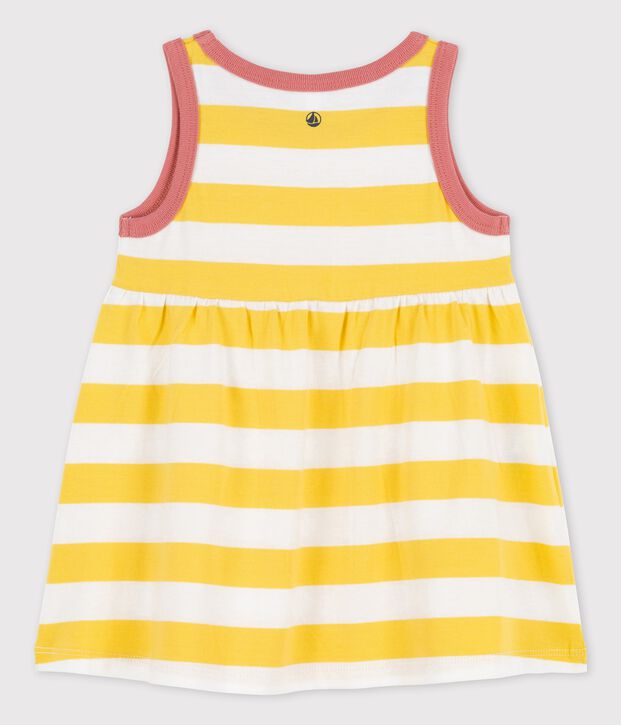 Robe sans manches ray&eacute;e en jersey b&eacute;b&eacute; jaune/blanc