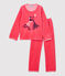 Pyjama rose petite fille motif louvette en velours rose CARMEN
