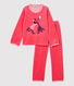 Pyjama rose petite fille motif louvette en velours