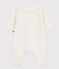 Combinaison bébé à col en tricot et broderie "P'tit Cœur" blanc MARSHMALLOW
