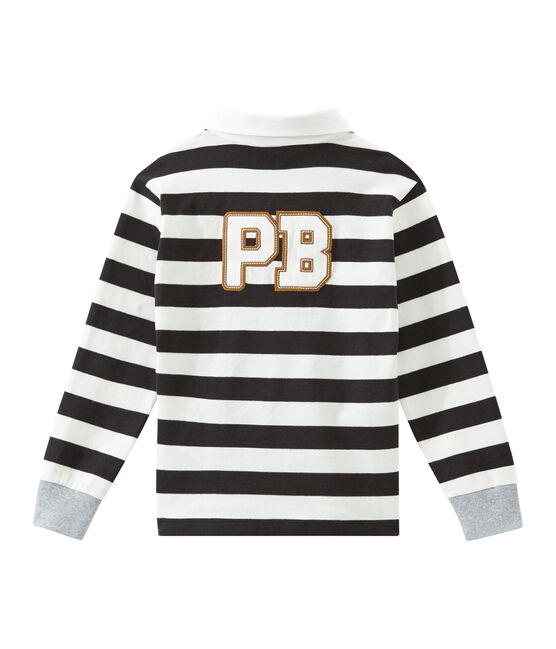 Polo rugby enfant garçon gris CAPECOD/blanc MARSHMALLOW