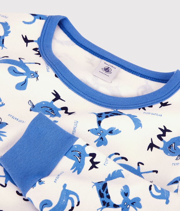 Pyjama motif animaux petit gar&ccedil;on en coton blanc/multicouleur