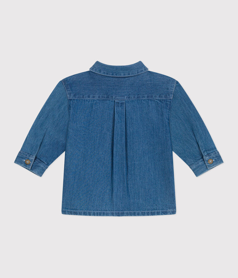 Chemise b&eacute;b&eacute; en jean unie bleu DENIM CLAIR