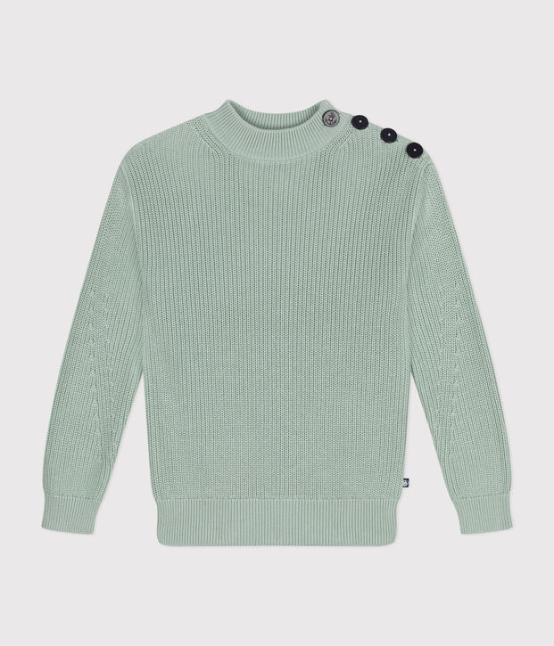 Pull en c&ocirc;te anglaise en coton Femme vert