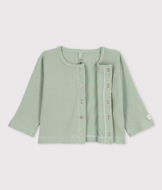 Cardigan en coton et lyocell bébé vert HERBIER