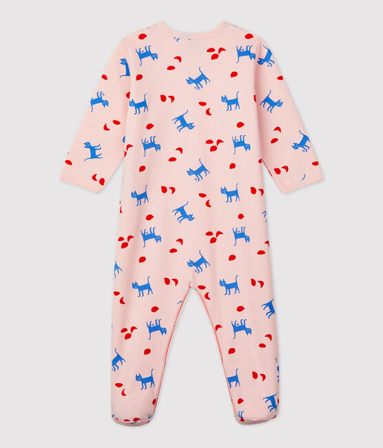 Dors-bien bébé imprimé fantaisie en molleton rose MINOIS/blanc MULTICO