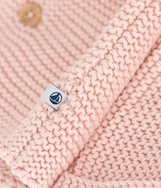 Cardigan en tricot point mousse bébé rose SALINE