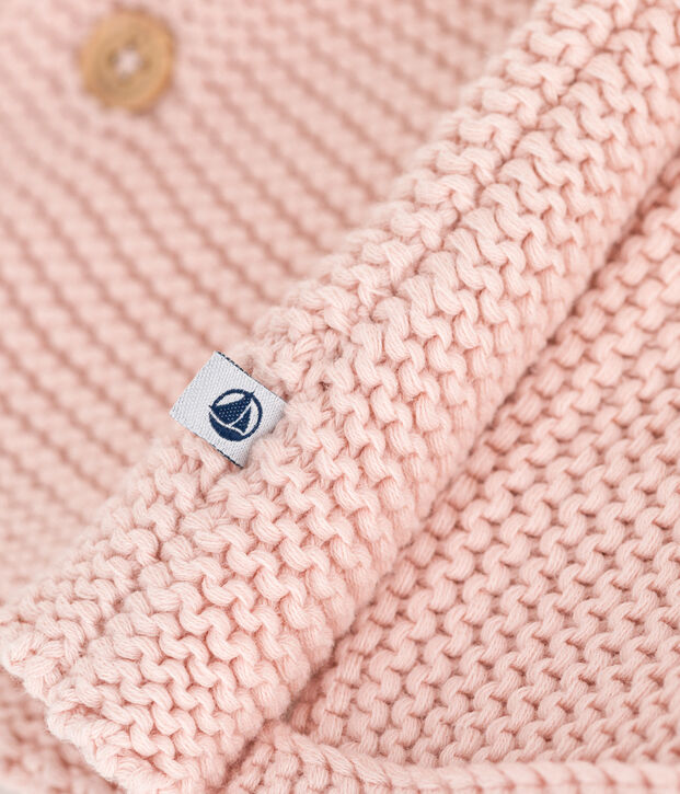 Cardigan en tricot point mousse b&eacute;b&eacute; rose