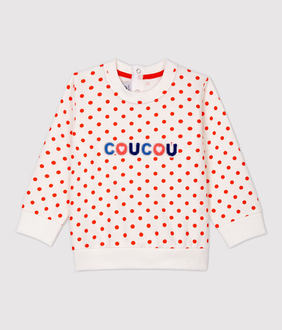 Sweatshirt en molleton bébé. blanc MARSHMALLOW/ CAROTTE