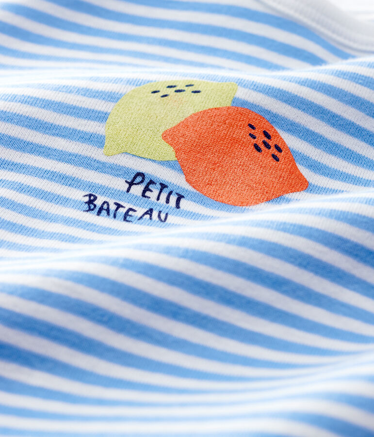 Dors-bien fruit &agrave; rayures bleues b&eacute;b&eacute; en coton bleu EDNA/blanc MARSHMALLOW