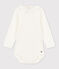 Body manches longues bébé à collerette en coton blanc MARSHMALLOW