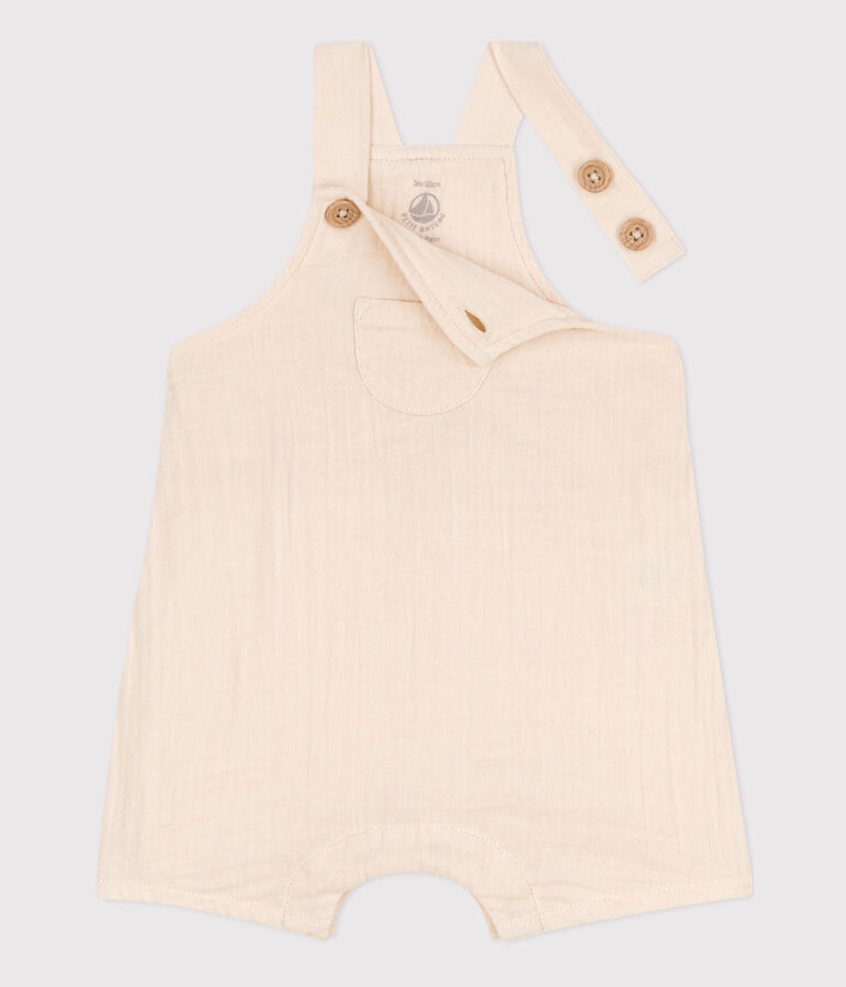 Salopette courte en gaze de coton b&eacute;b&eacute; &eacute;cru AVALANCHE