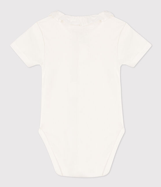 Body manches courtes à col en coton bébé blanc MARSHMALLOW